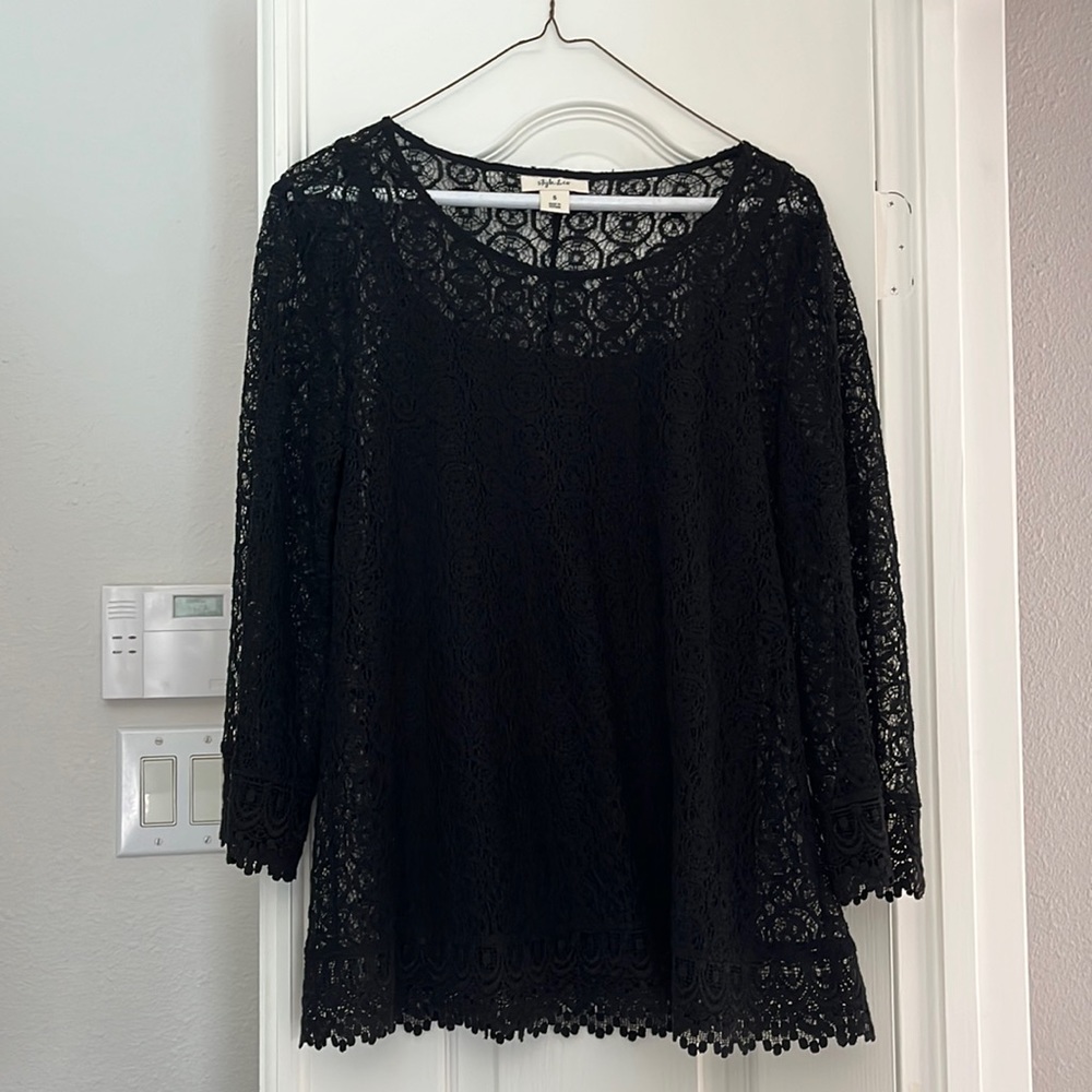 Style & Co. Layered Lace Long Sleeve Top